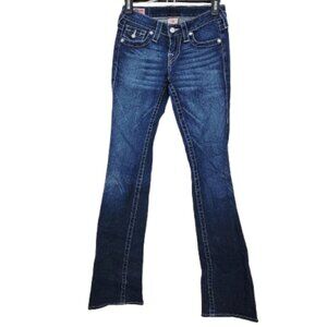 True Religion Women's Blue Becky Low-Rise Dark Wash Bootcut Denim Jeans Size 24
